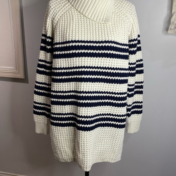 Lands' End Sweaters - Women’s Lands*End* Sweater Blue & White Stripe Turtleneck Size L